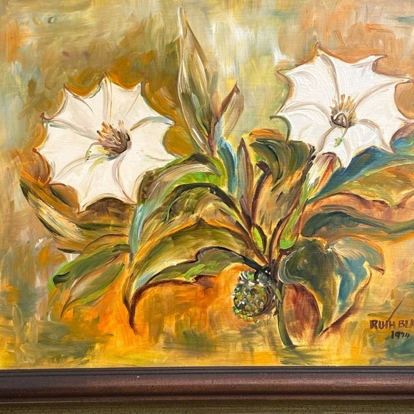 Original Oil Painting by RUTH BLACK Signed & Dated of San Antonio’s White Lilly - Picture 3 of 8